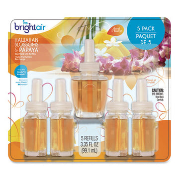 BRIGHT Air® Electric Scented Oil Air Freshener Refill, Hawaiian Blossoms And Papaya, 0.67 Oz Bottle, 5-pack, 6 Pack-carton freeshipping - TVN Wholesale